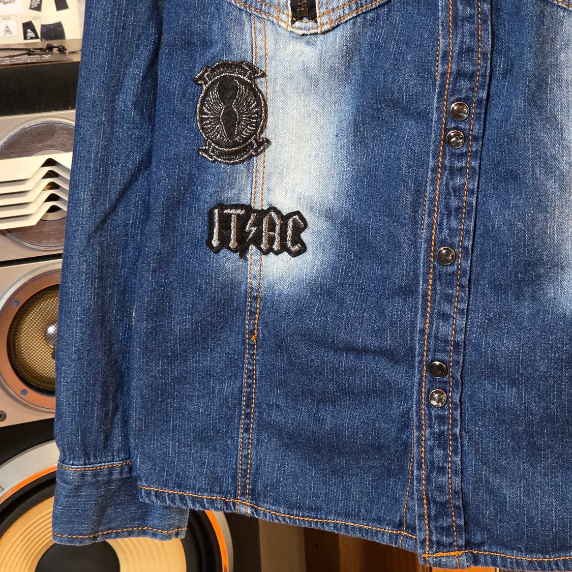 JPN 인디에틱 펑크 패치 데님 셔츠 상품이미지4