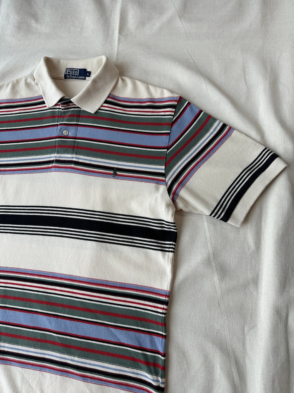 폴로 랄프로렌 멀티 스트라이프 피케 반팔 카라티 L 상품이미지5