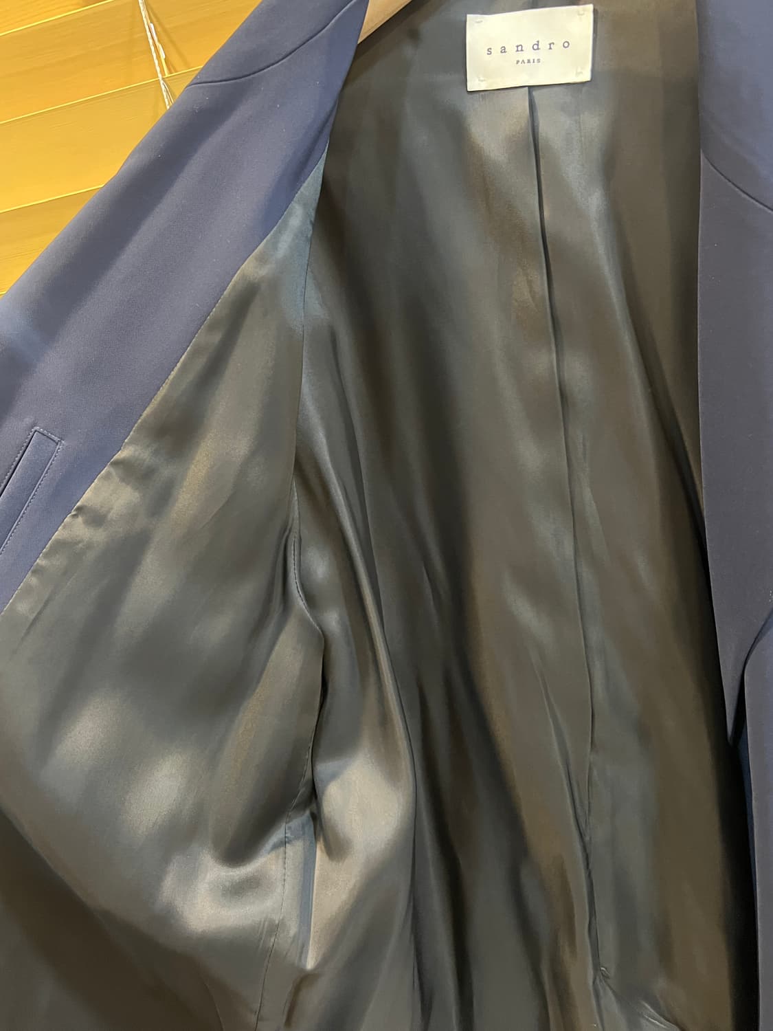 산드로 남성 네이비 간절기롱코트 싱글코트 상품이미지5