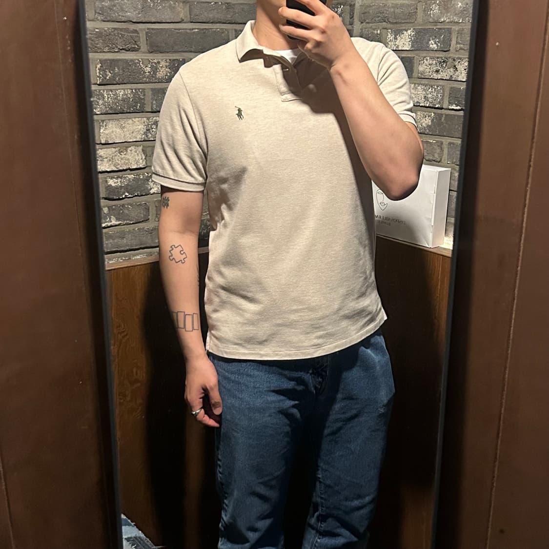 L) 폴로 랄프로렌 클래식 오트밀 베이지 반팔 카라티 PK 상품이미지8