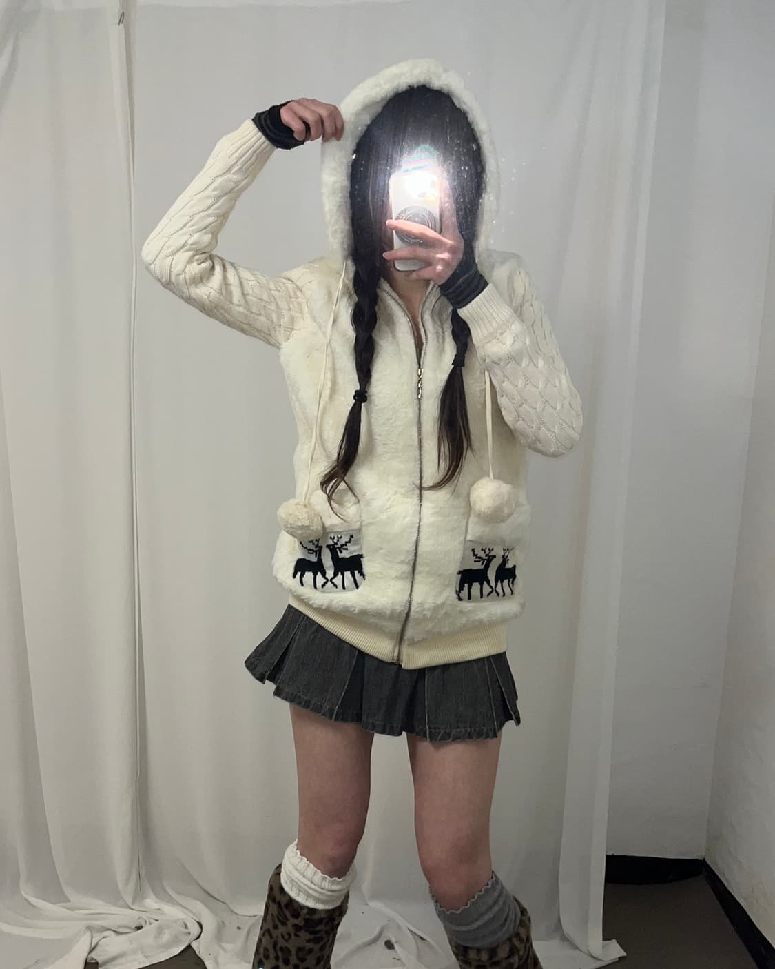 윈터 페어리 눈꽃 방울 후드집업 상품이미지4