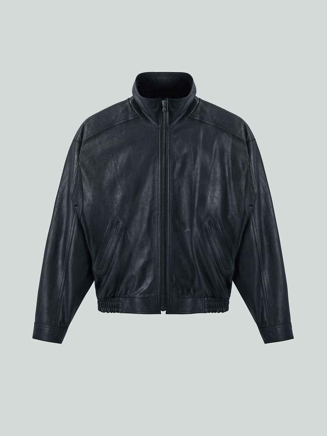 25ss 렉토 빈티지 크랙 이펙트 레더자켓 블랙 상품이미지1