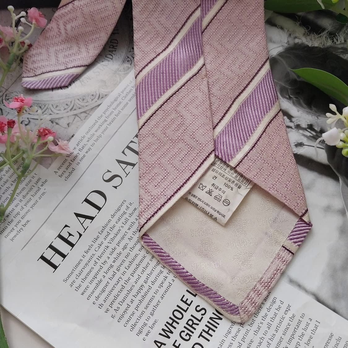 베르사체 실크 스트라이프 패턴 넥타이 9.3cm A+등급 K1806
 상품이미지6