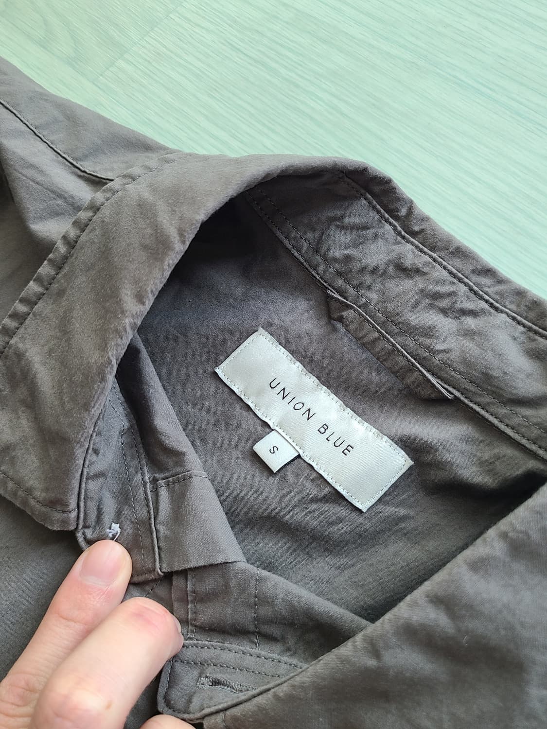 [S] 유니온블루 런드리 셔츠 카키 그레이 판매 상품이미지3