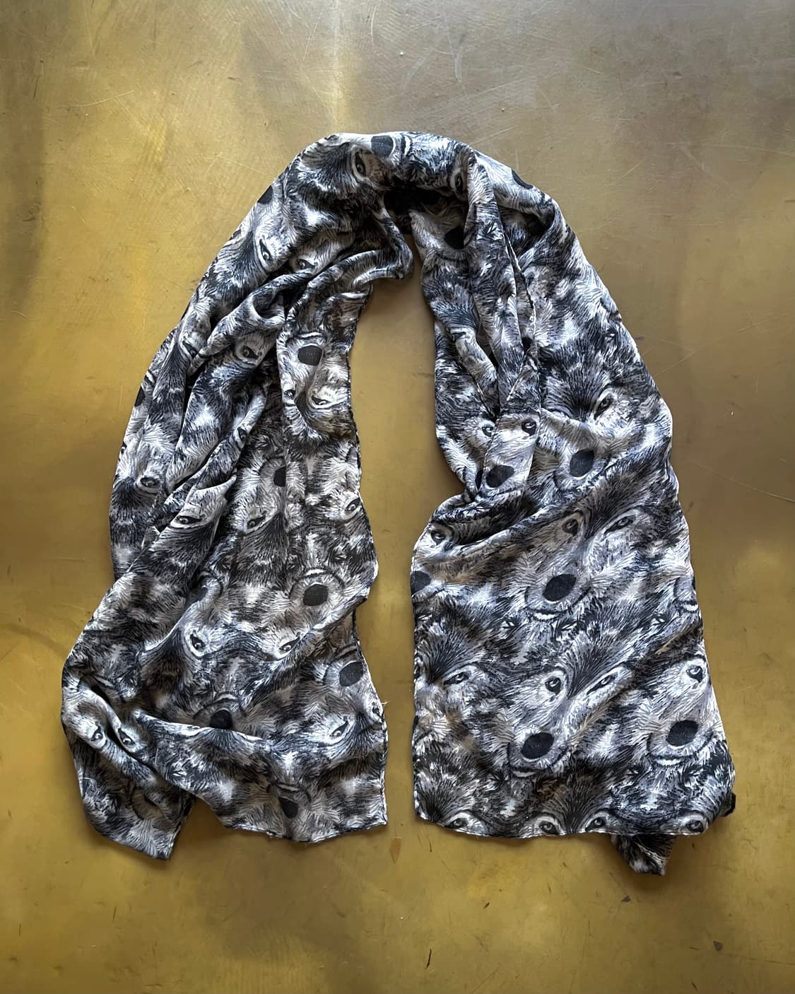 Vintage Gray Wolf Pattern Long Scarf 상품이미지4