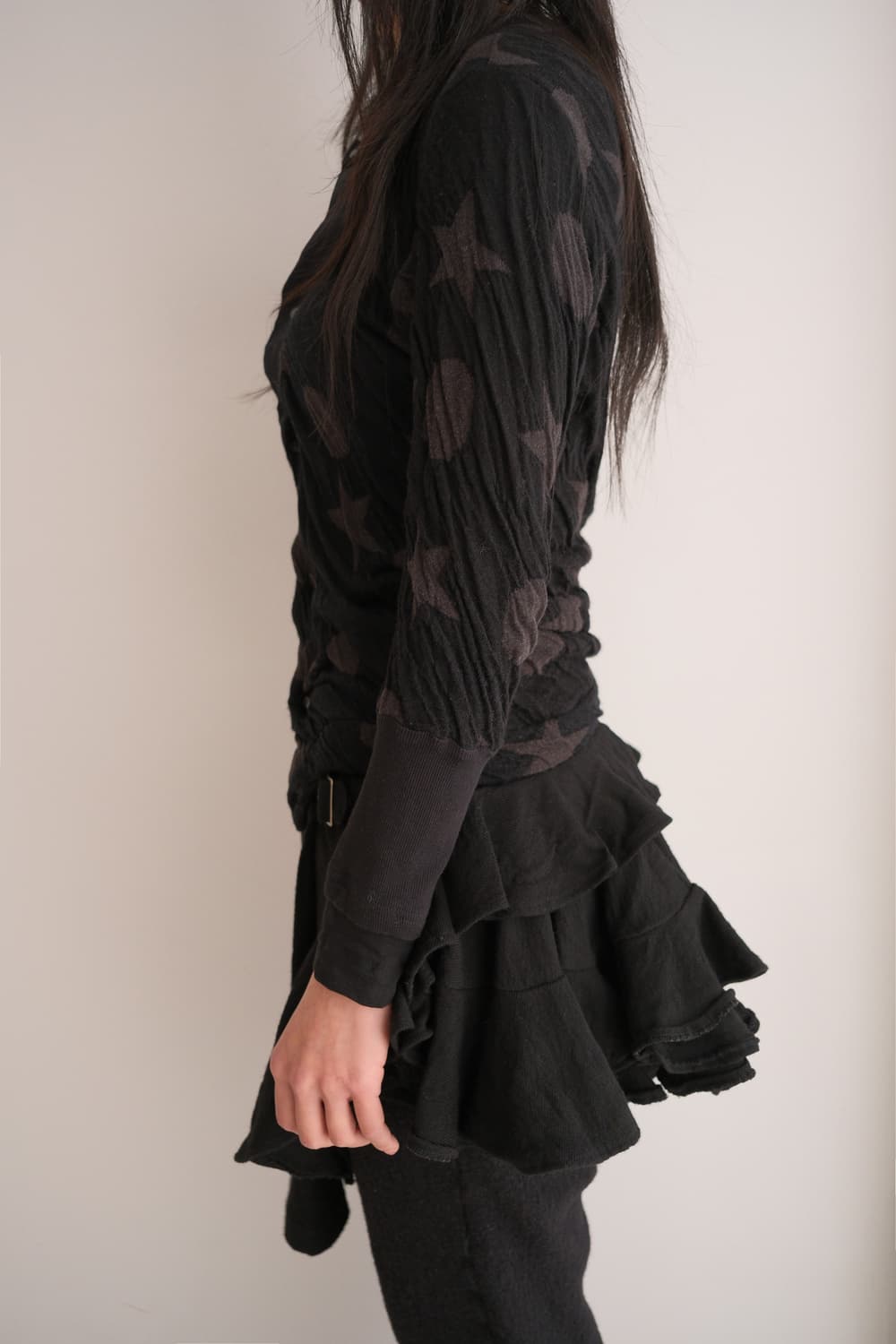 Shrunken wool frill layered wrap skirt 상품이미지2