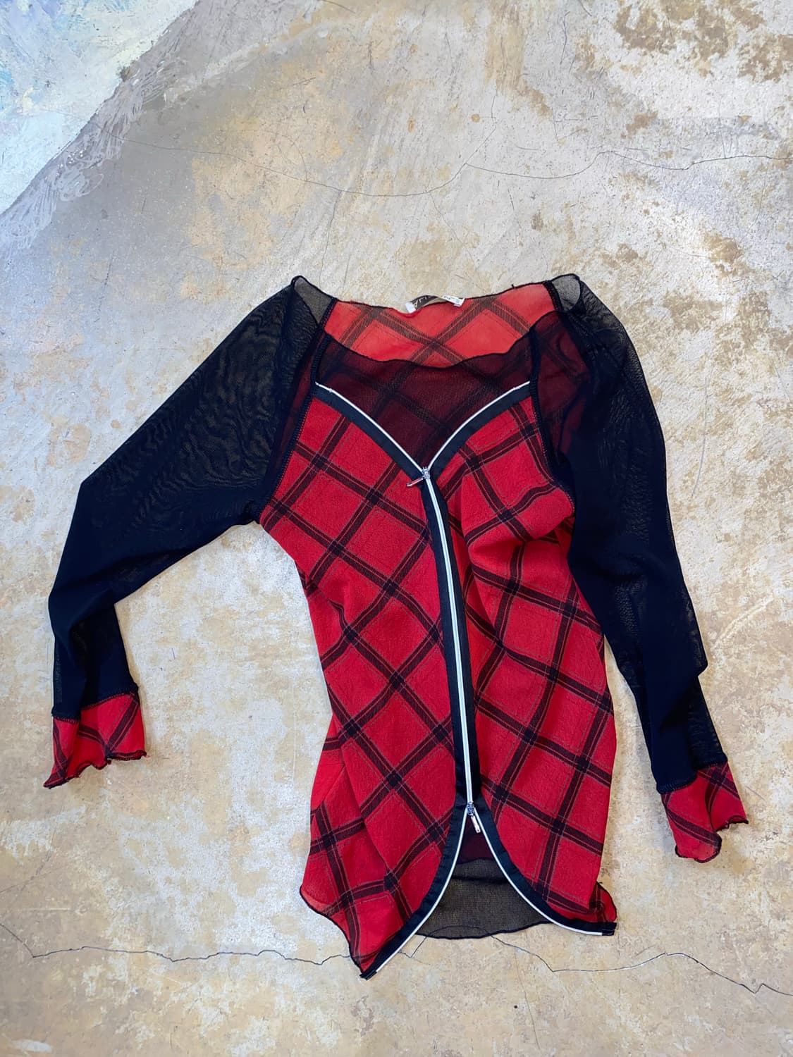 Vintage 체크 레이어드 지퍼 탑 상품이미지3