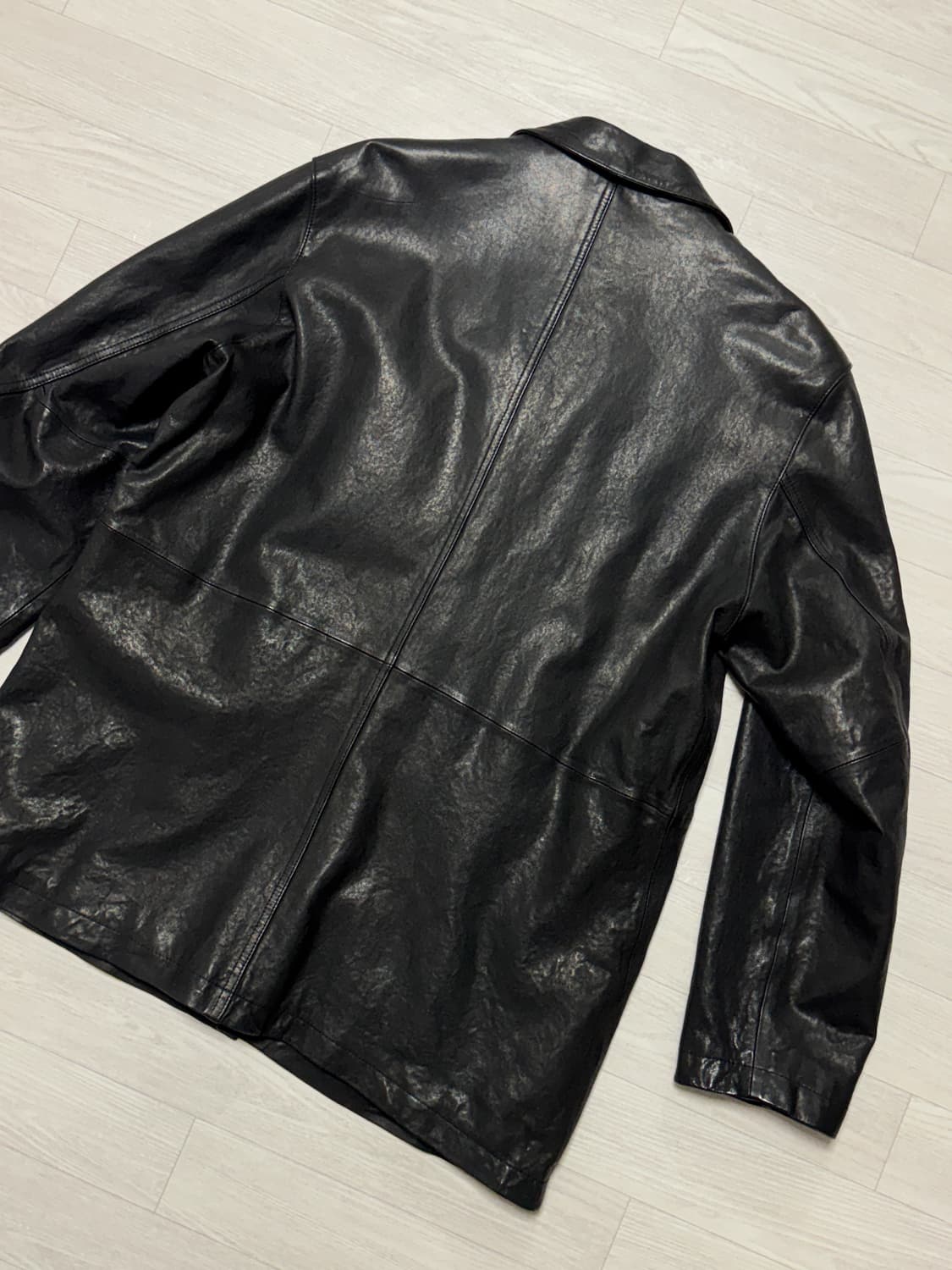 유스 워시드 레더 자켓 블랙 S 상품이미지5