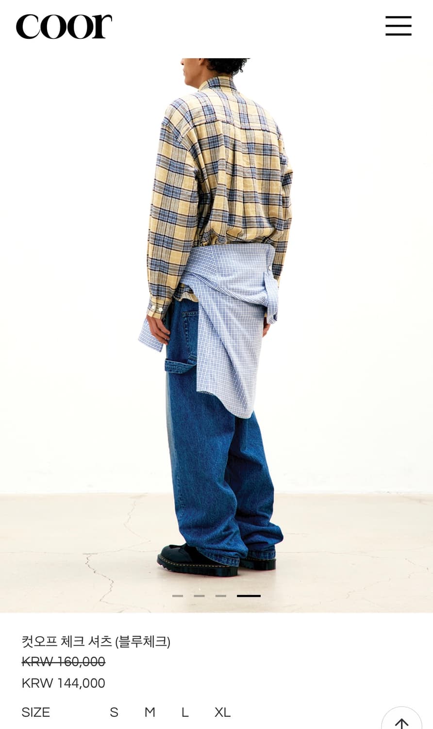 쿠어 컷오프 체크 셔츠(블루체크)XL 새상품 상품이미지1