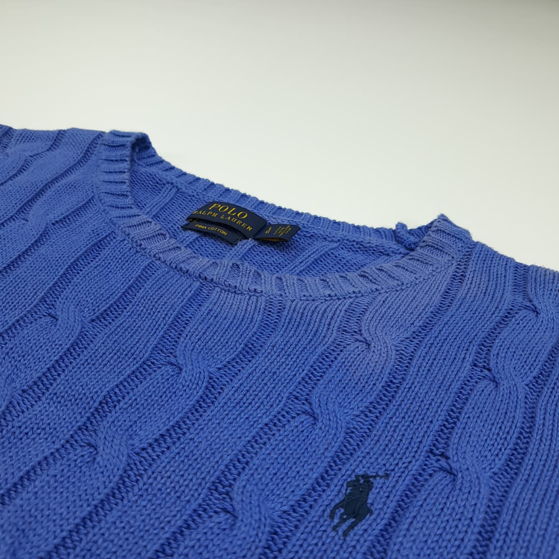 CN742W L 폴로 랄프로렌 로얄블루 케이블 반팔 니트 스웨터 상품이미지4
