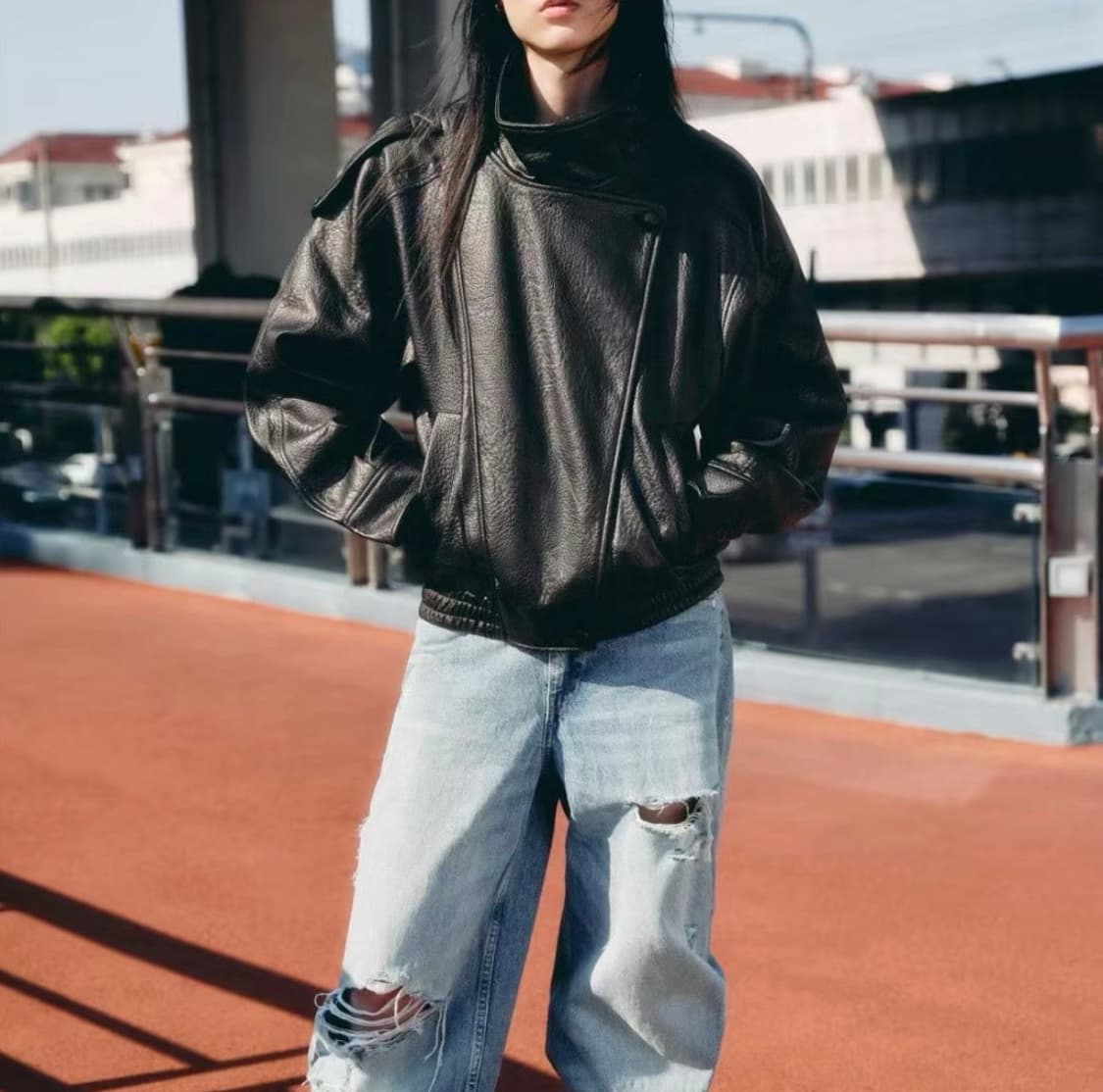 새상품 자라 zara 포우 레더 자켓 블랙 자라의실수 라이더 자켓 상품이미지2