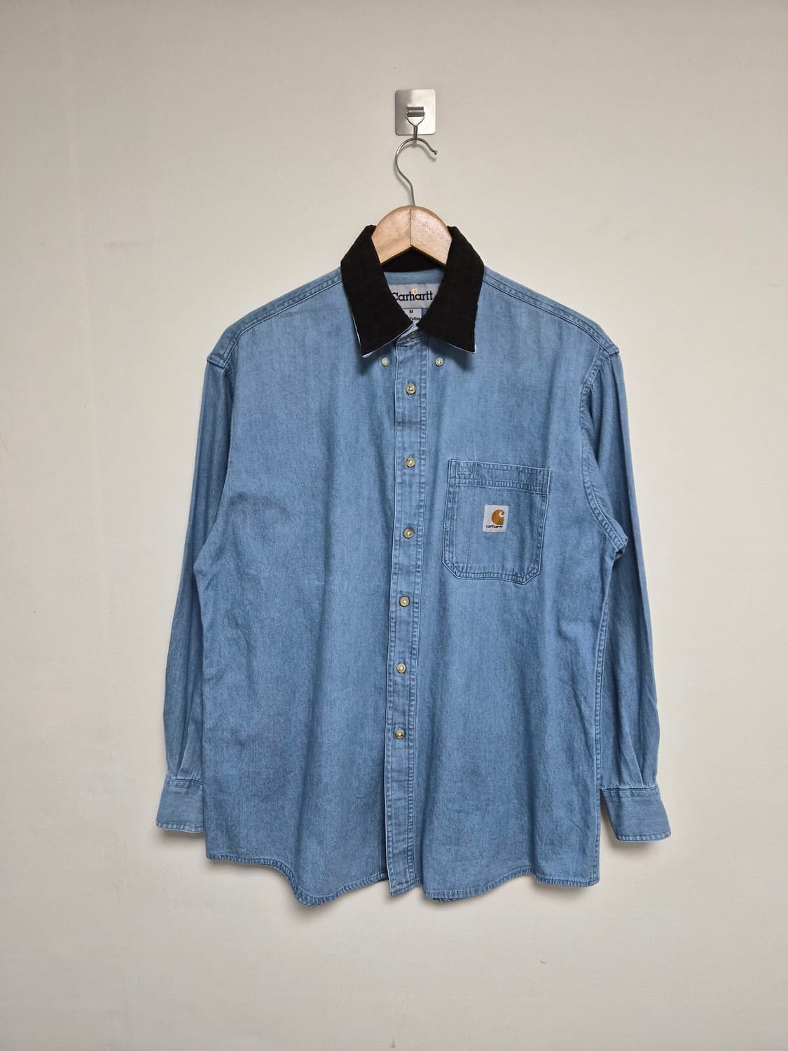 칼하트Carhartt 카라 배색 데님 셔츠 M - S223 상품이미지1