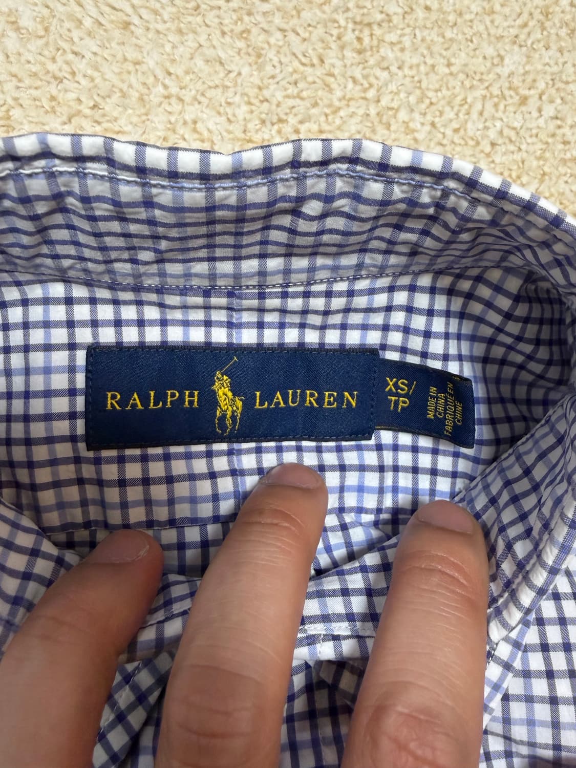XS, 남여공용) 폴로 랄프로렌 반팔 체크 셔츠 블루 상품이미지4