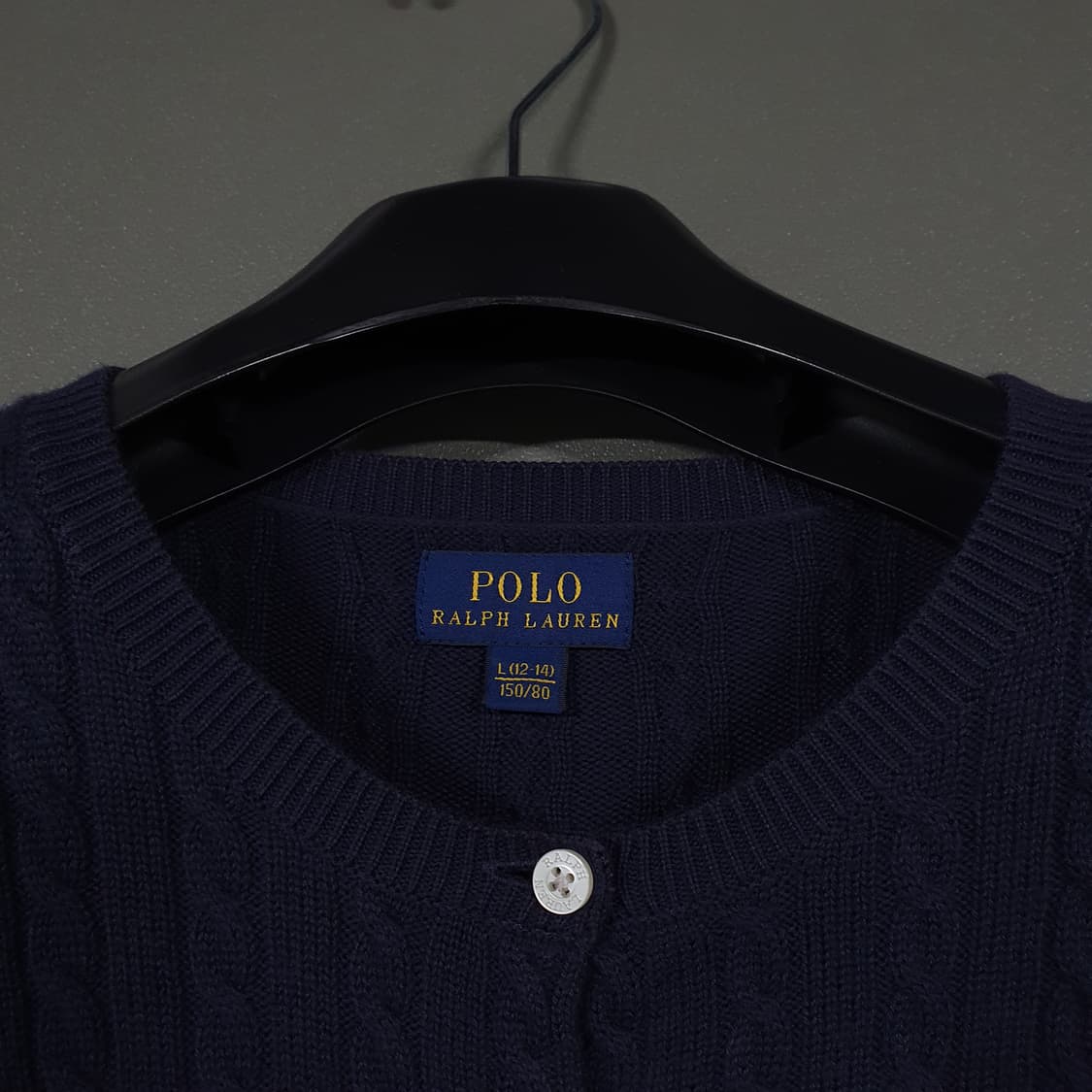 여성) 폴로 랄프로렌 신형 걸즈 포니 케이블 니트 꽈배기 가디건 네이비 상품이미지5