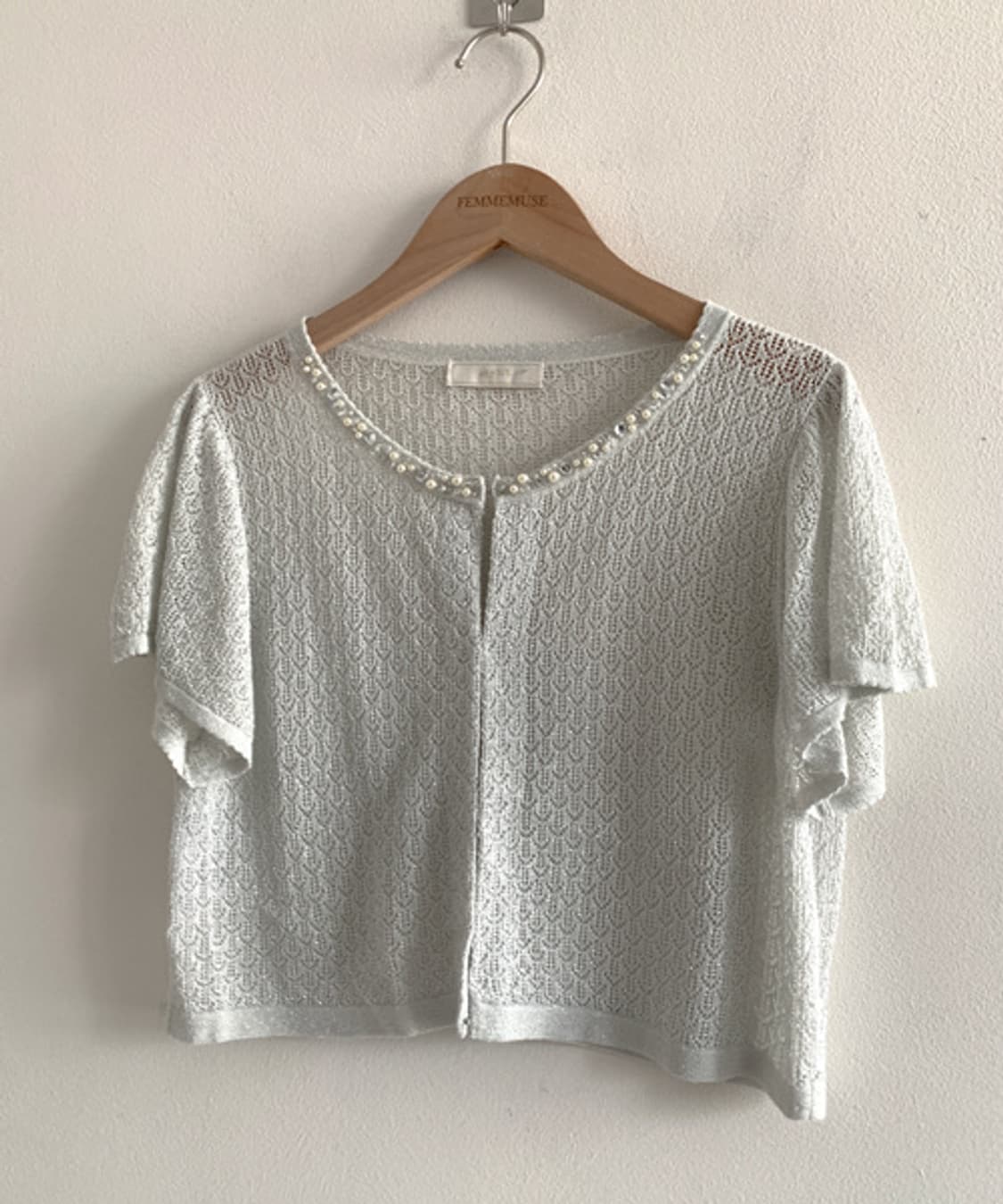 Beads Neck Punching Cardigan 상품이미지4