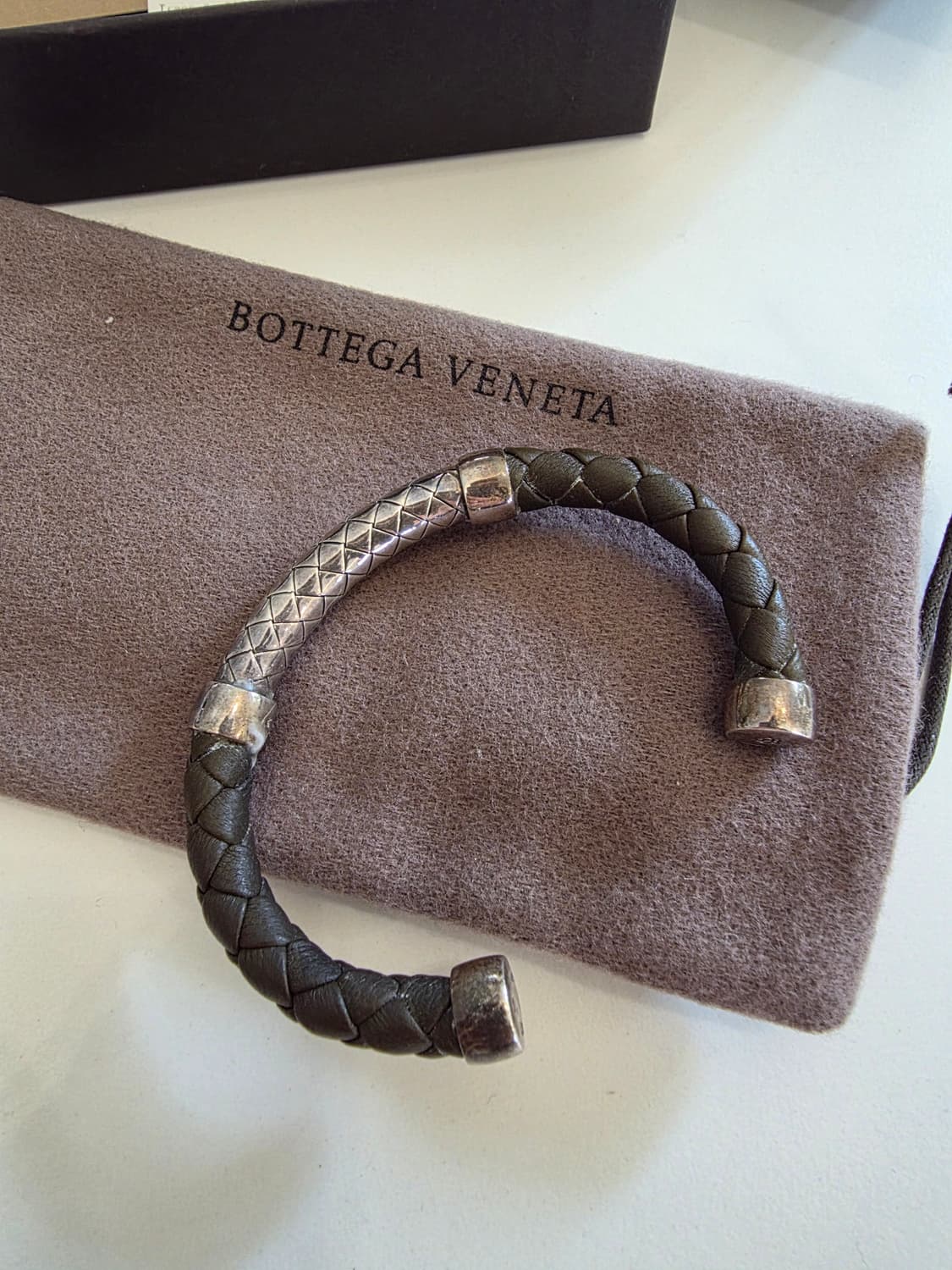 보테가 베네타 스털링 실버 가죽 위빙 팔찌 
 상품이미지2