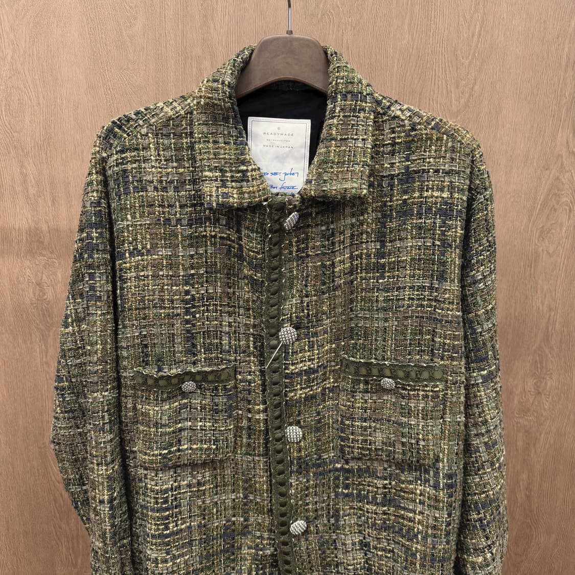 레디메이드 트위드 자켓 플랩 포켓 쥬얼 버튼 디테일 그린 상품이미지4