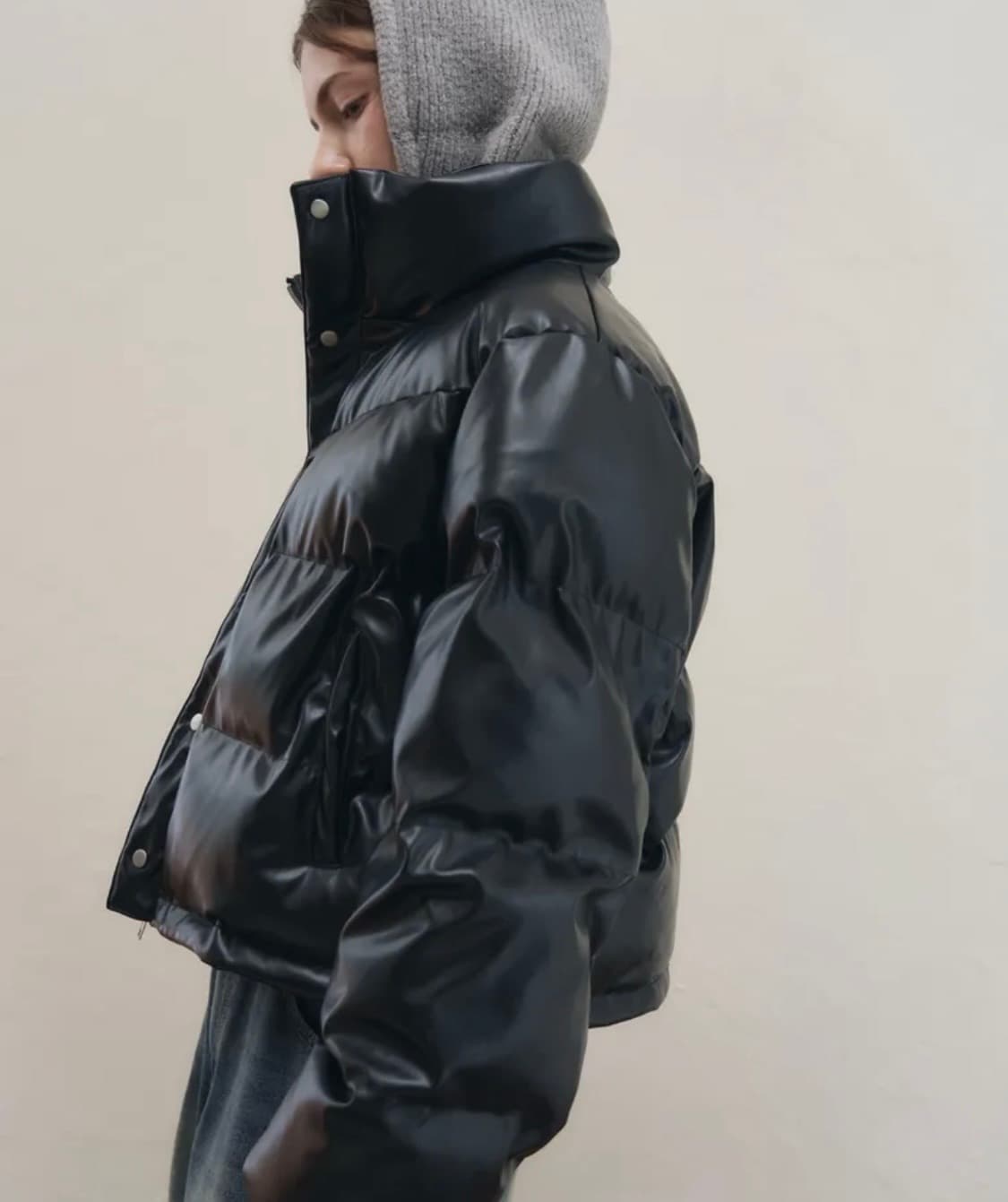 LEATHERY LEATHER PUFFER JACKET [BROWN] 상품이미지3