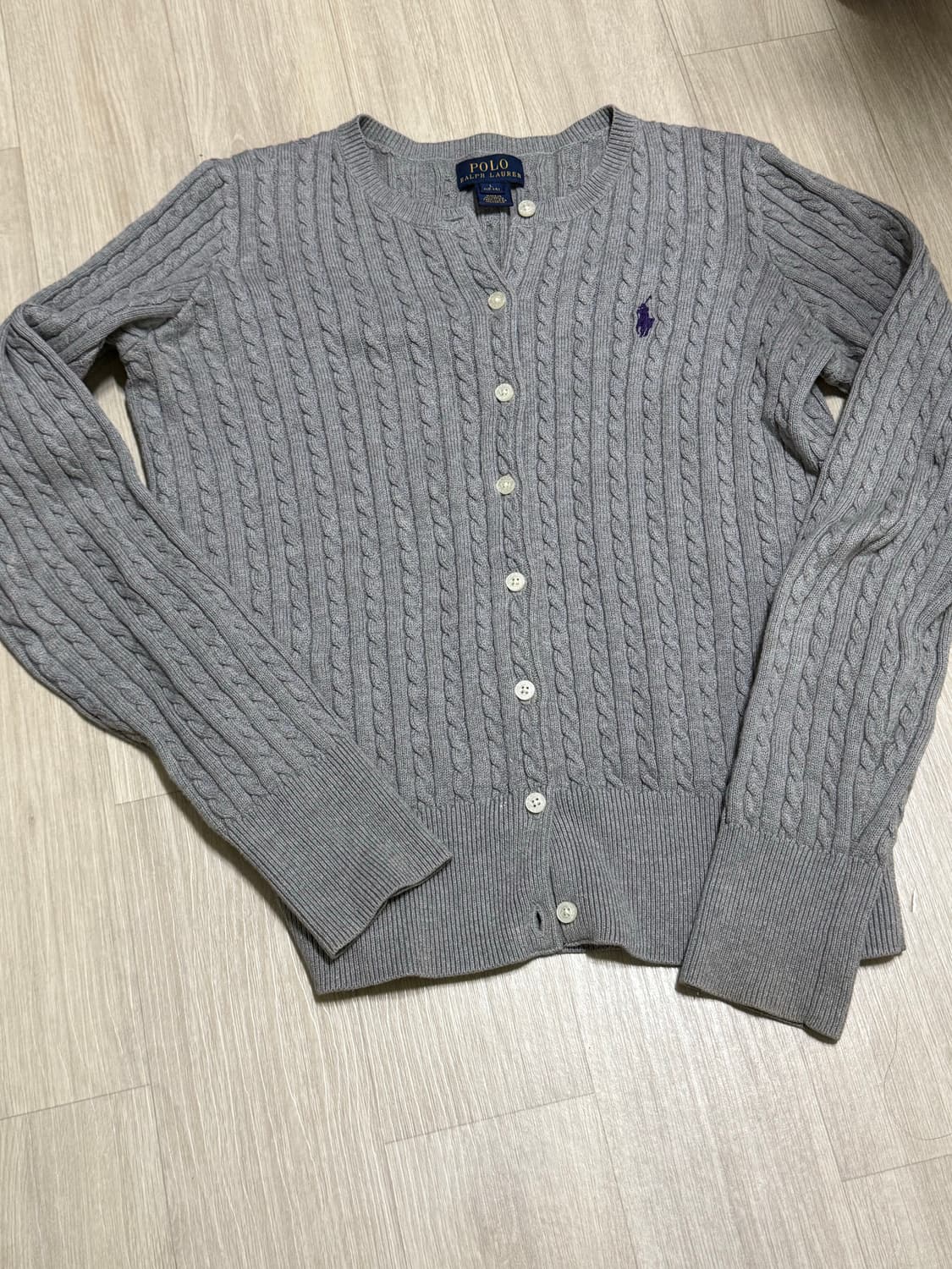 폴로 걸즈 가디건 L (그레이, 퍼플 포니) 상품이미지4