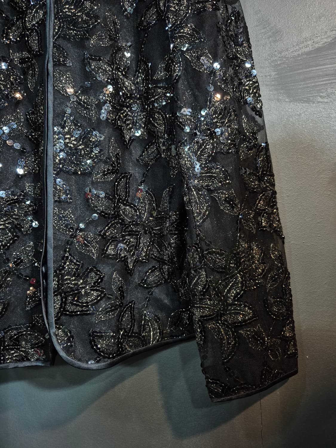 Roberto Capucci 꽃무늬 금빛 스팽글 자수 시스루 자켓 S 상품이미지4