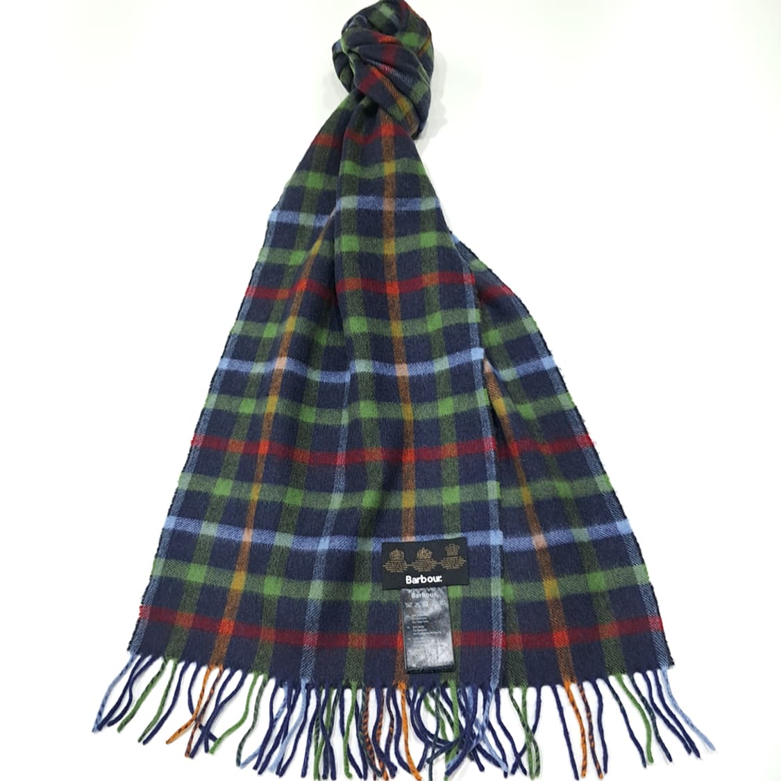 MX532 바버 00s 울캐시미어 타탄체크 네이비 머플러목도리 상품이미지2
