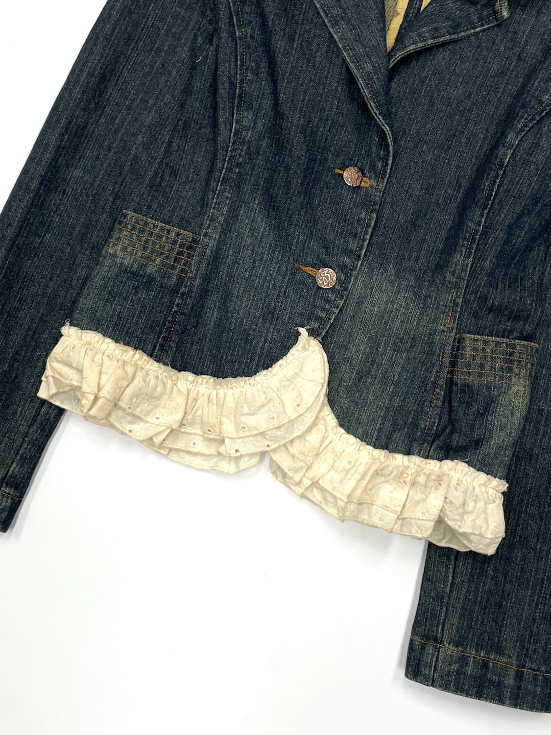 Y2k diesel denim ruffle jacket 상품이미지7