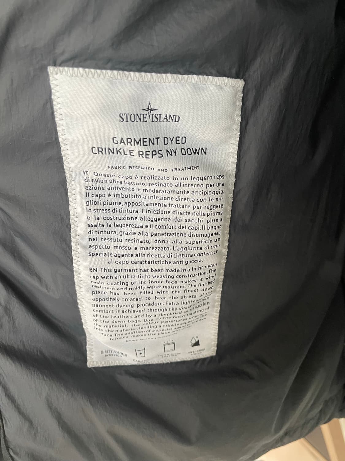 스톤아일랜드 21FW 가먼트다이드 크링클랩스 패딩 블랙 XXL 상품이미지4