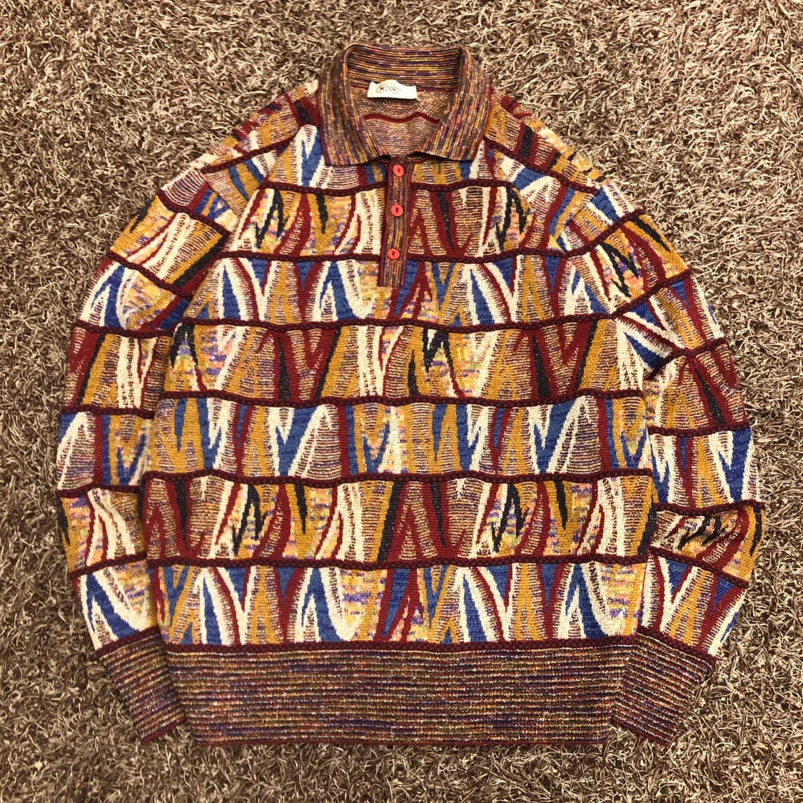 미쏘니 울 멀티컬러 패턴 카라 니트 상품이미지1