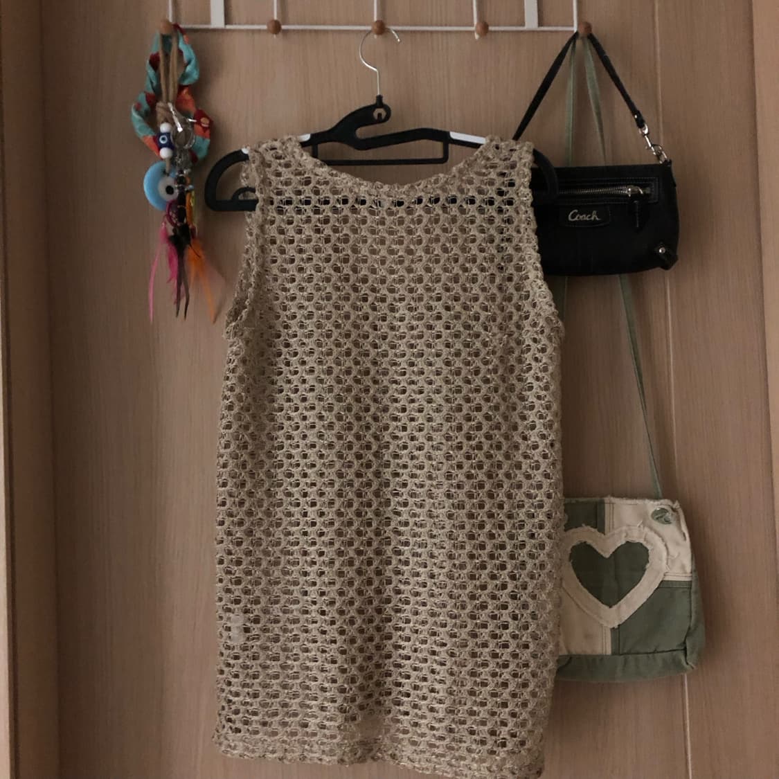Sand Beige Fishnet Mesh Top 상품이미지3