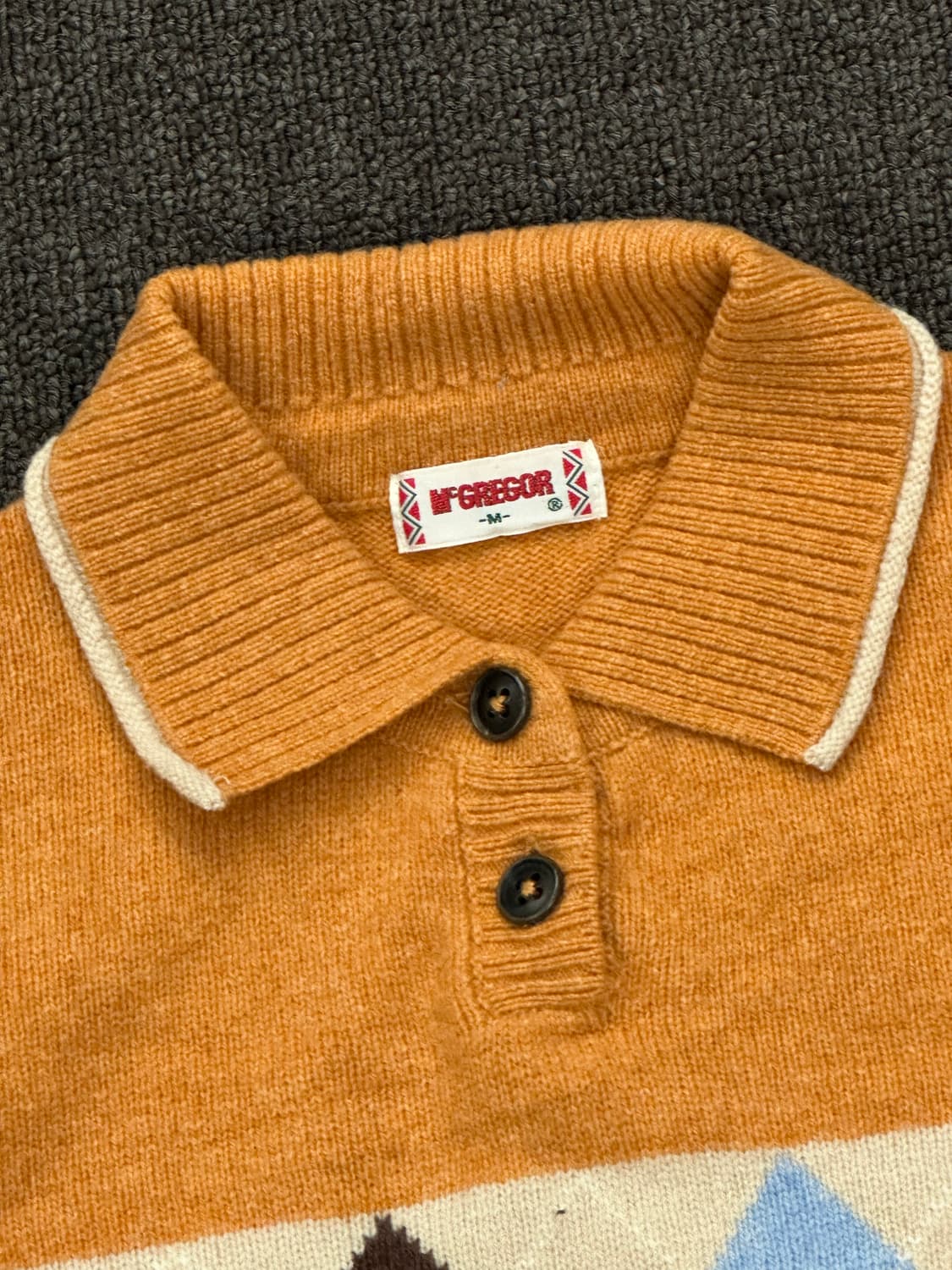 M)McGregor 빈티지 여성 아가일 패턴 폴로 니트 상품이미지3