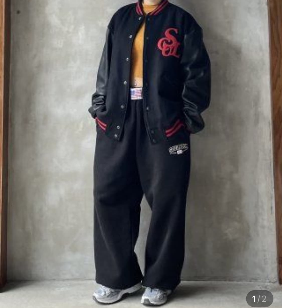 스컬프터 울 바시티 자켓 블랙M 상품이미지1