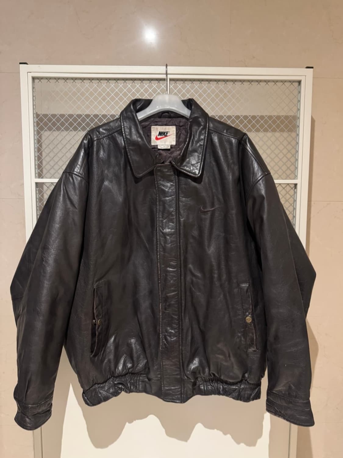 나이키 빅스우시 빈티지 레더 자켓 브라운 xxl 상품이미지1