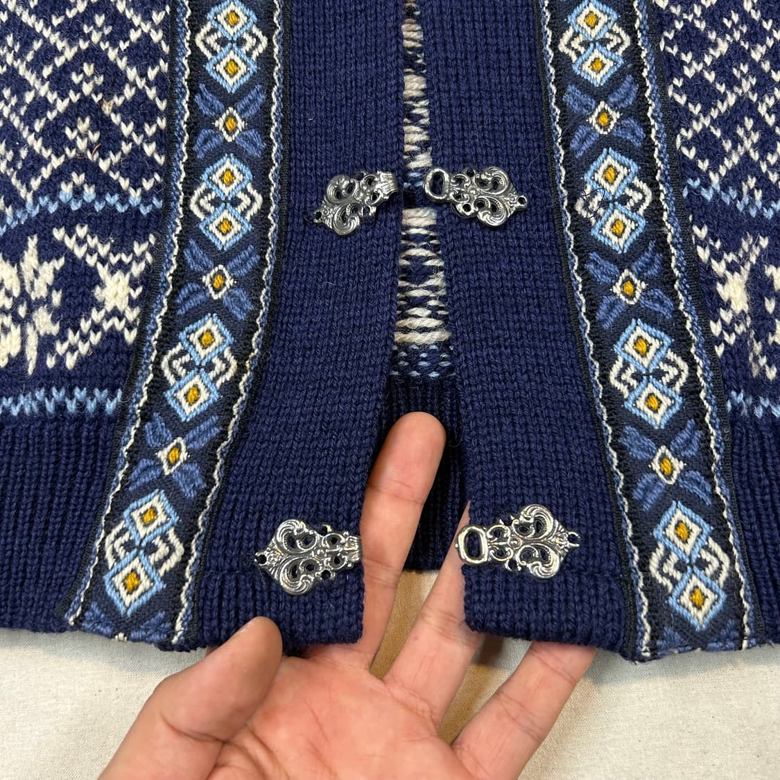 M) Nordstrikk 노르딕 패턴 앤틱 울 가디건 상품이미지3