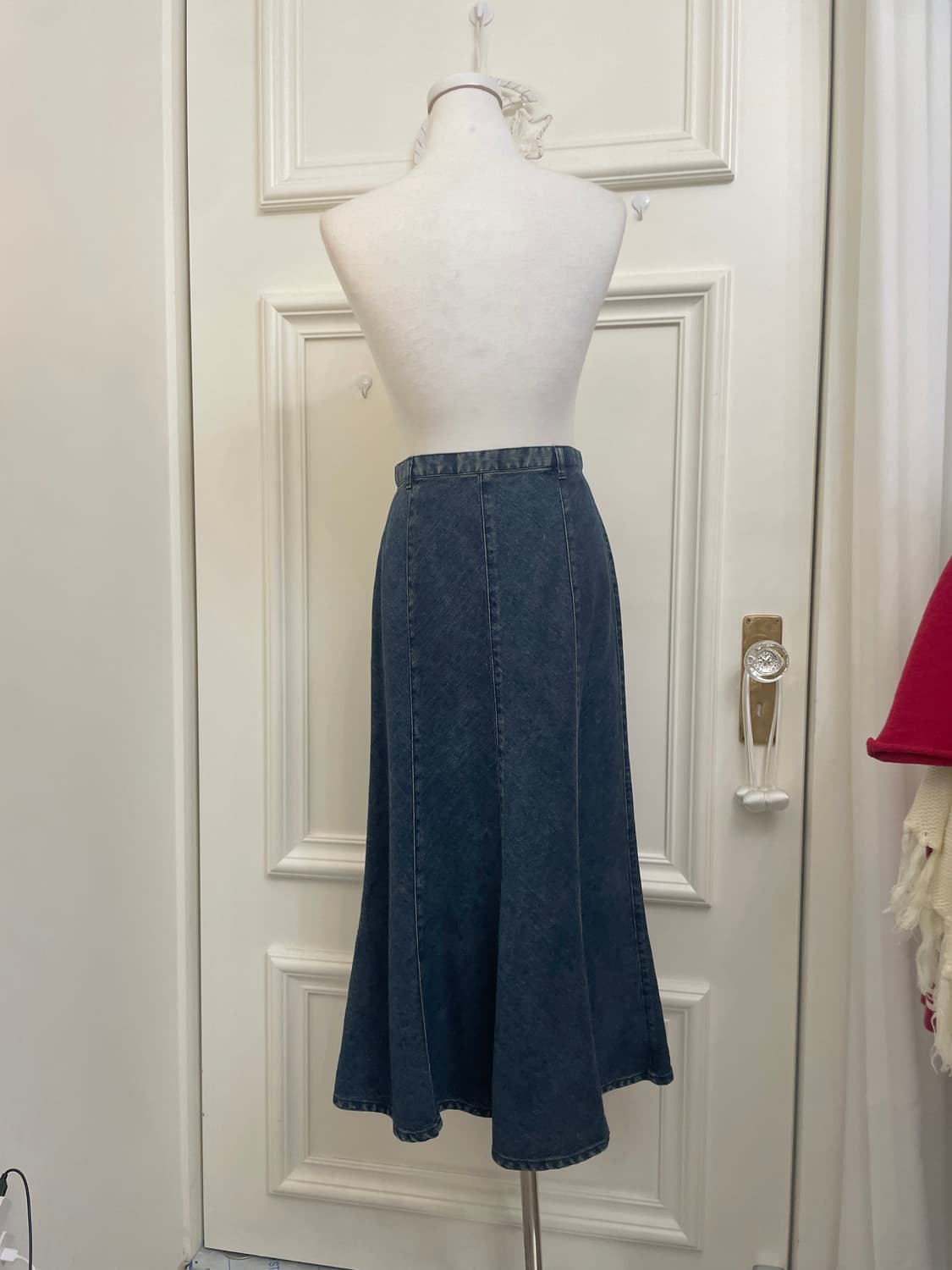 blue denim flare long skirt 상품이미지3