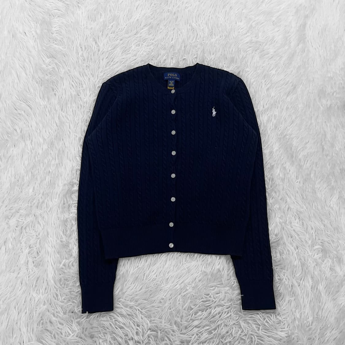 폴로 랄프로렌 포니 로고 케이블 라운드 가디건 네이비 상품이미지2