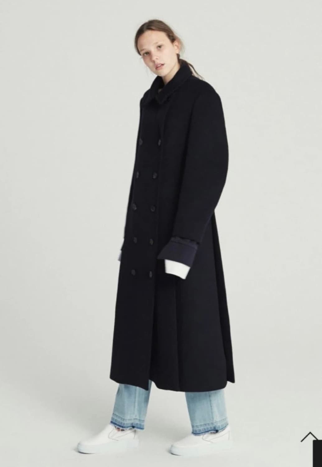렉토 더블 브레스티드 울 롱코트 수지 착용 상품이미지6