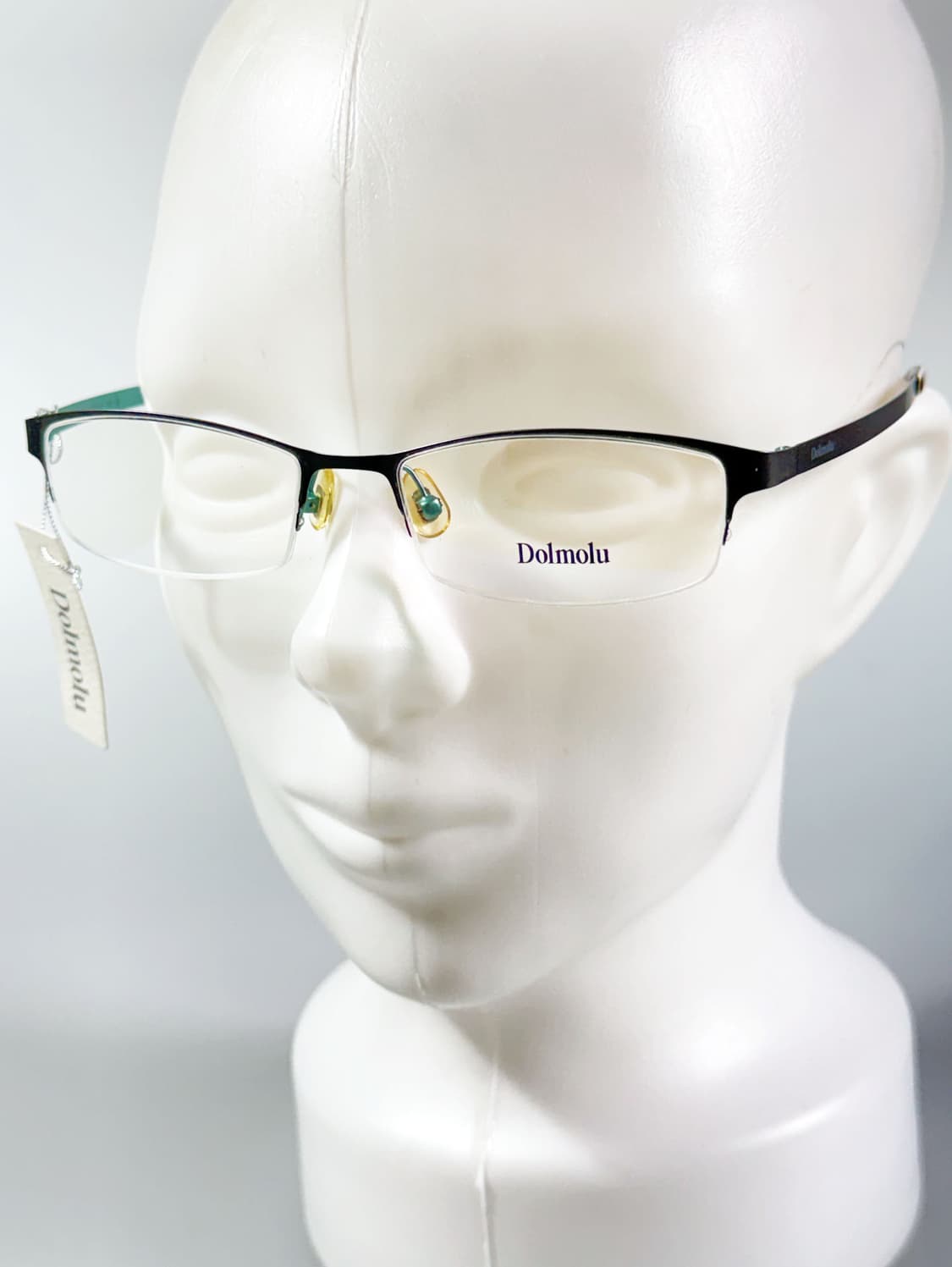 DOMOLU 다크그린 메탈 반무테 스퀘어 빈티지 안경 상품이미지8