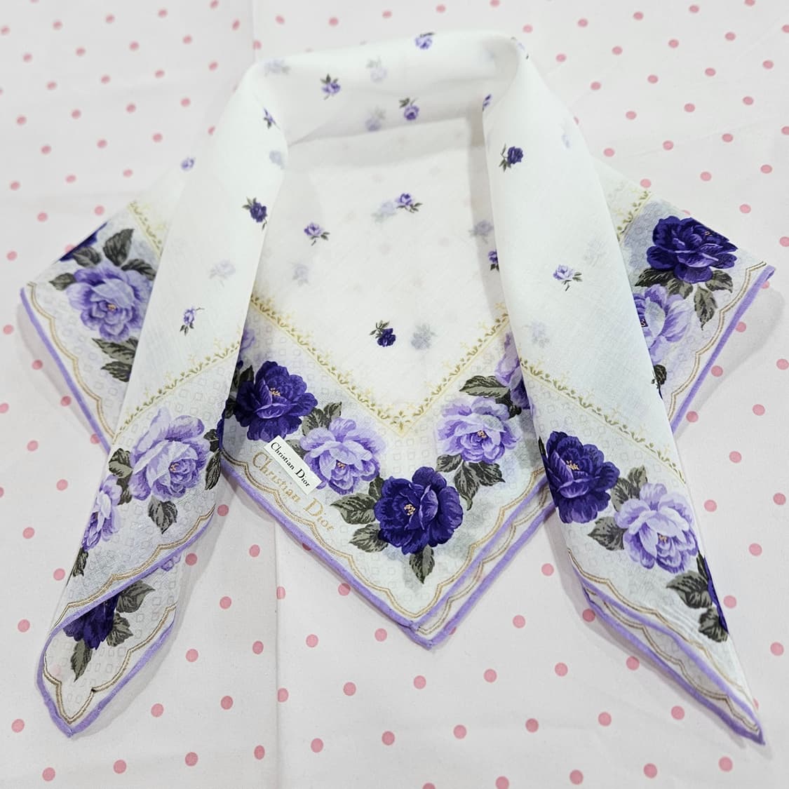 크리스찬 디올(Christian Dior) 퍼플 로즈 플라워손수건 상품이미지7