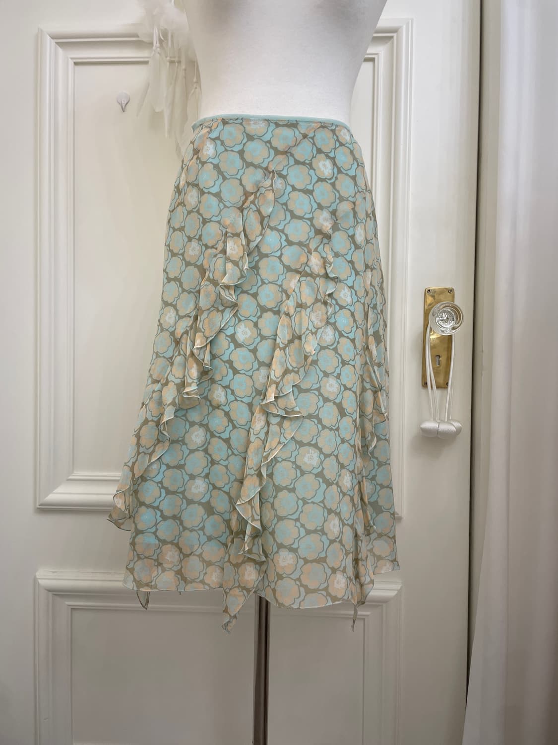 mint coral mix print ruffle skirt 상품이미지5