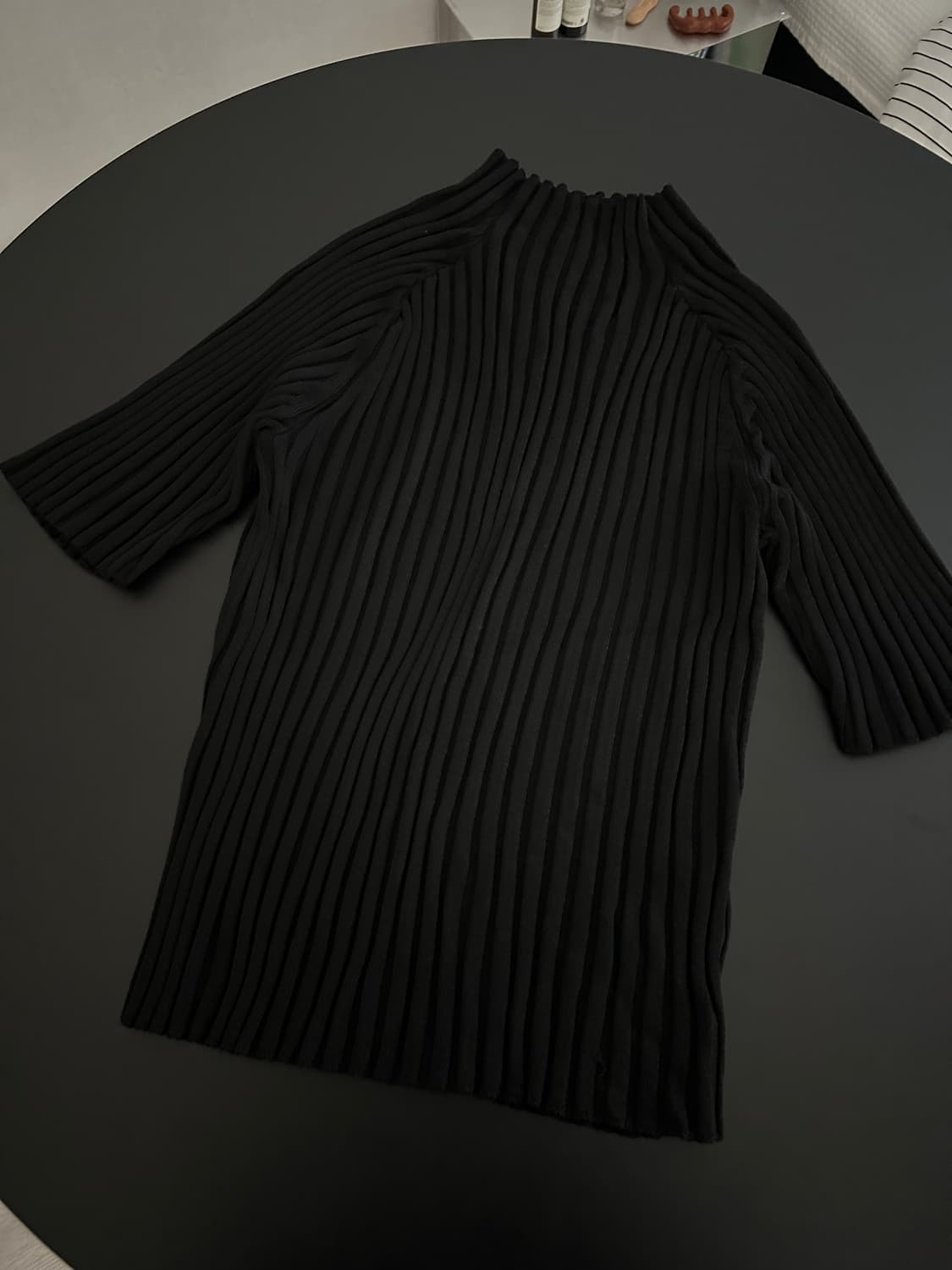 Le17 RIBBED MOCK NECK HALF SLEEVES TOP  상품이미지5
