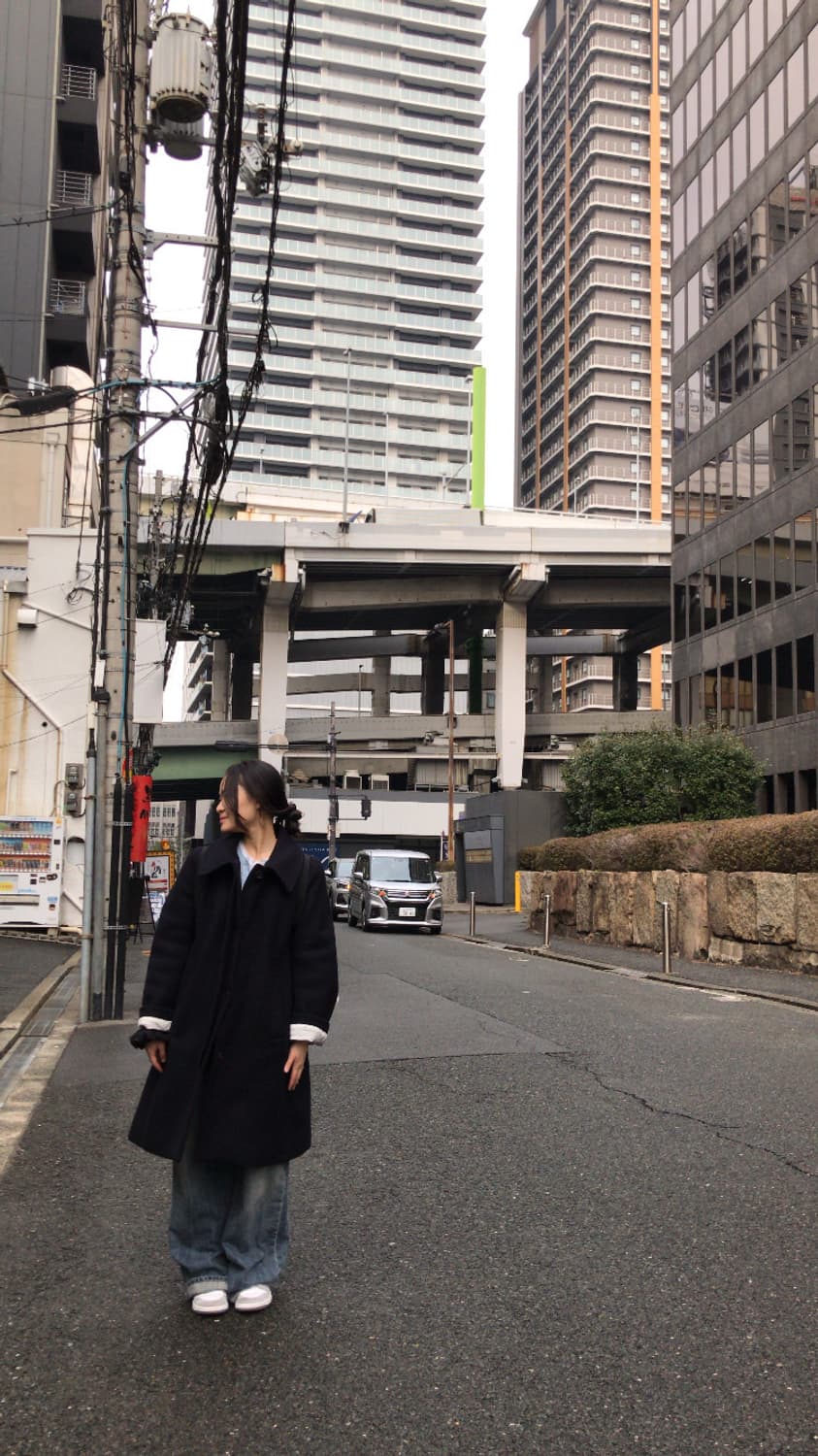 움드 메이드 하프 부클 코트 네이비 상품이미지4