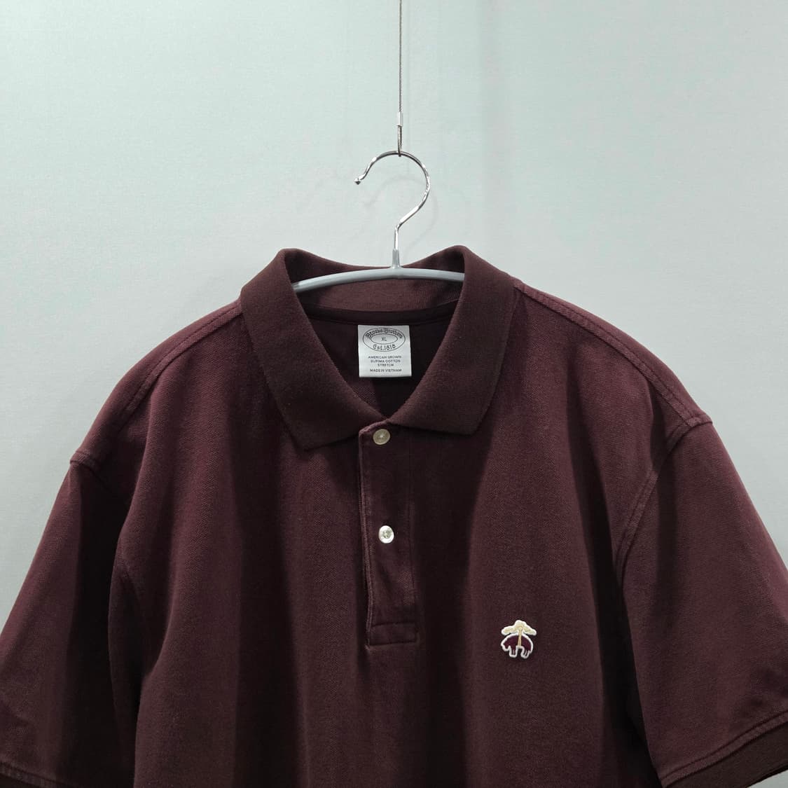 브룩스브라더스 피케 카라 반팔티 버건디 XL 상품이미지2