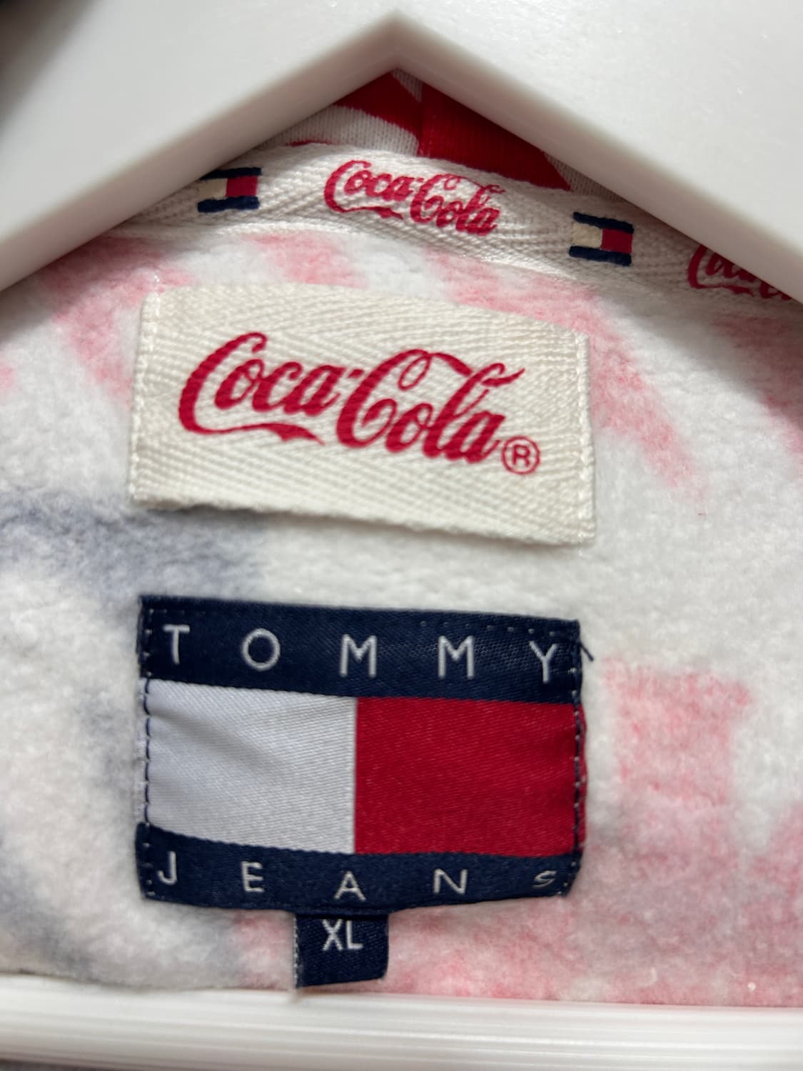 타미진 코카콜라 콜라보 멀티패턴 후드 티셔츠 상품이미지5