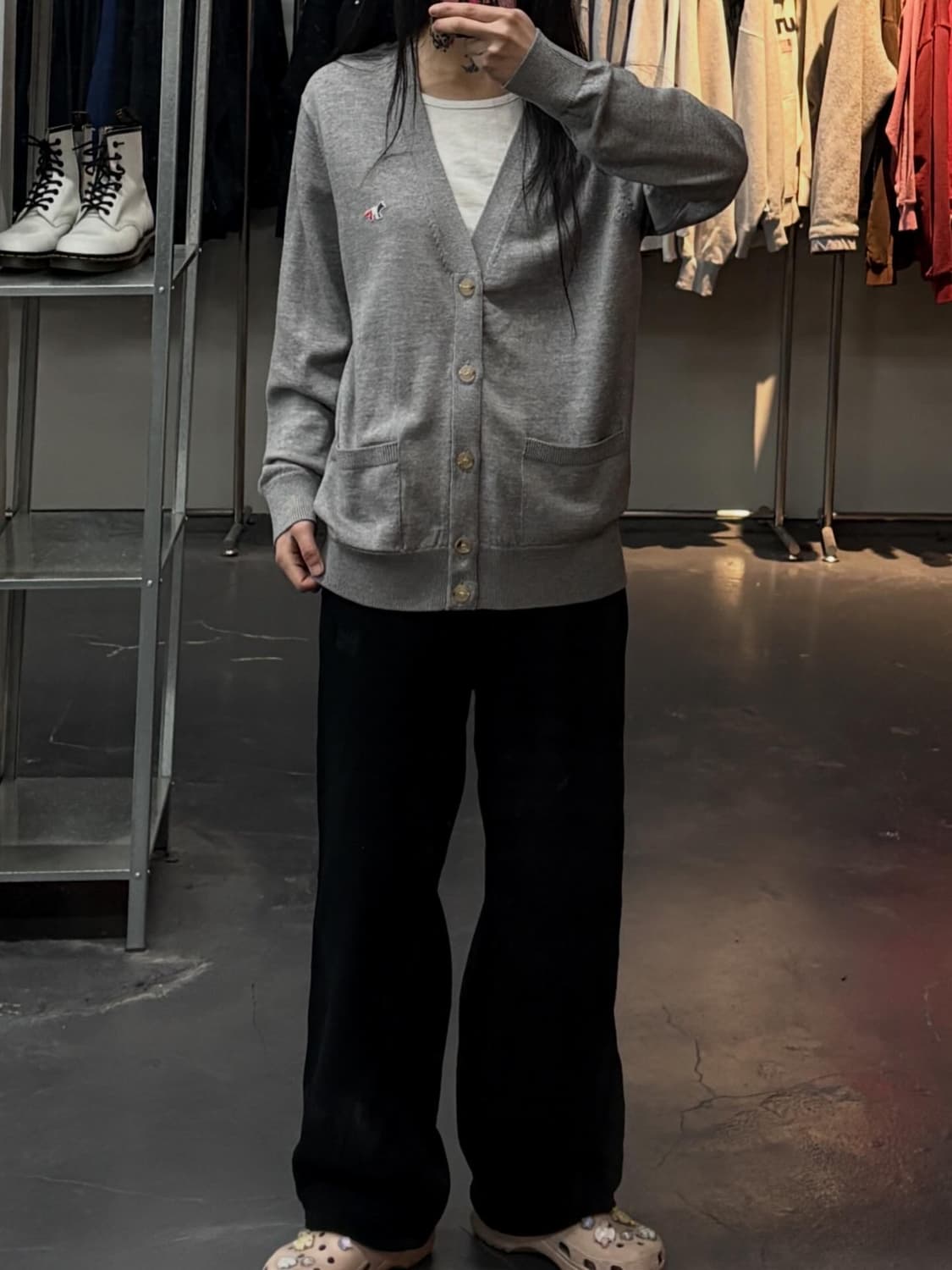 메종키츠네 폭스패치 그레이 가디건 A3590 상품이미지1