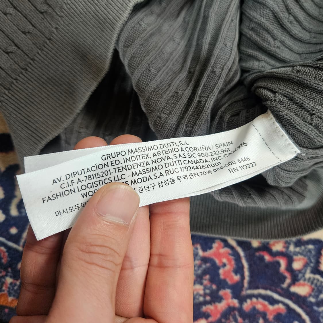 (미사용)마시모두띠 카키 3버튼 카라넥 반팔 니트 L 상품이미지7