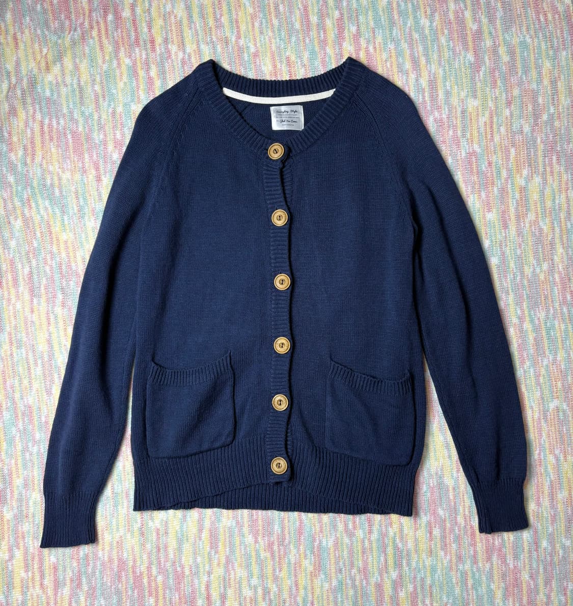 네이비 단추 가디건 상품이미지1