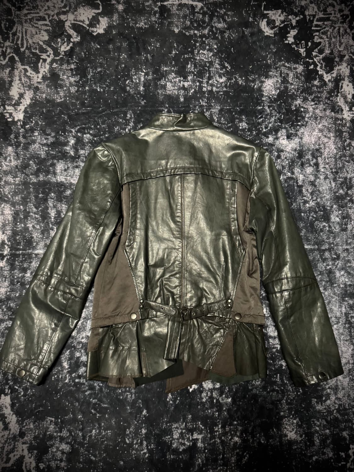 00s Style Dark Green Button Detail Leath 상품이미지5