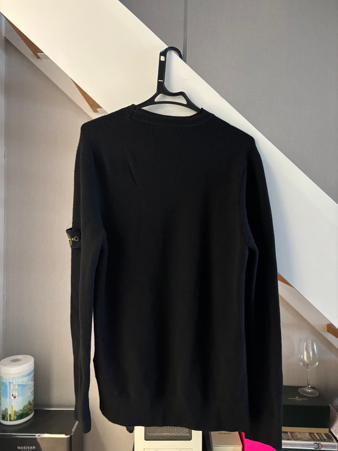 [L]스톤 아일랜드 와펜 패치 풀 립 퓨어 울 니트 블랙 (21FW) 상품이미지5