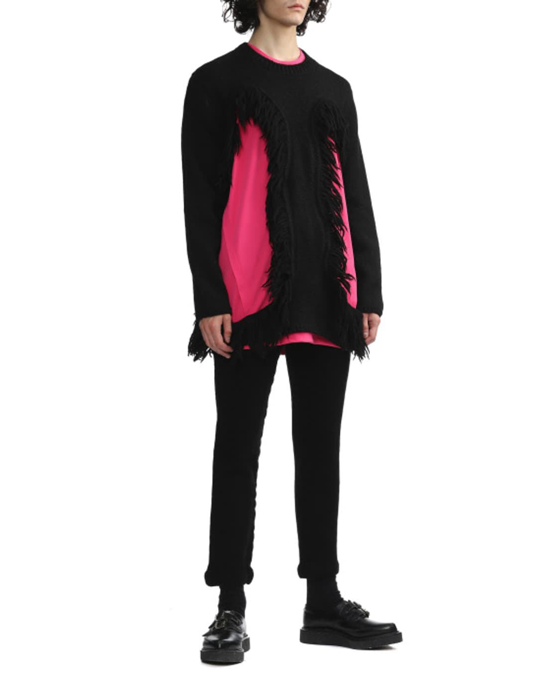 꼼데가르송 옴므플러스 하드데미지 프린지 블랙니트 L/XL 상품이미지5