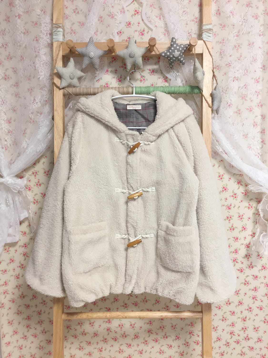 빈티지 어스뮤직 레드라벨 떡볶이 양털 후드집업 상품이미지3